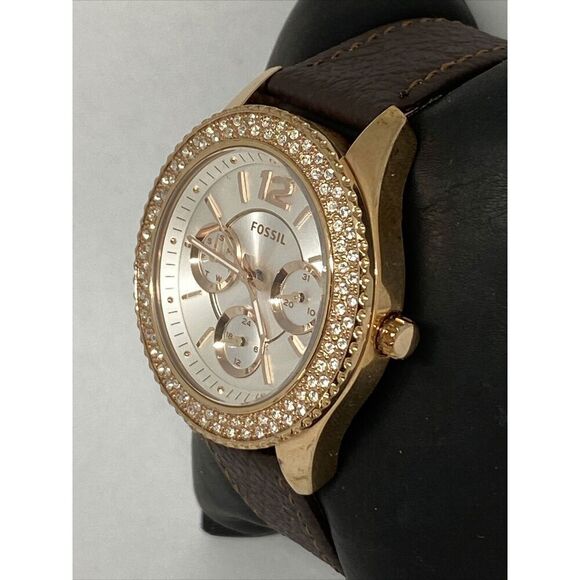 Fossil Stella ES3816 Women's Browns Leather Silver Analog Dial Quartz Watch LW76 - Picture 4 of 12